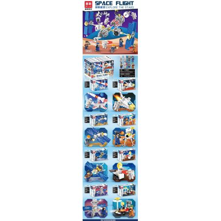 MEILIAN 98163 non  KHÁM PHÁ BẦU TRỜI ĐẦY SAO KHÔNG GIAN THẦN CHÂU 8 MẪU bộ đồ chơi xếp lắp ráp ghép mô hình Creator Sáng Tạo 443 khối