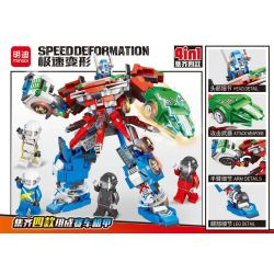 MINGDI 10089 non  ĐUA XE MECH 4 KẾT HỢP bộ đồ chơi xếp lắp ráp ghép mô hình SPEED DEFORMATION 815 khối