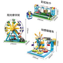 JAKI JK2180 2180 non  CÔNG VIÊN GIẢI TRÍ XIXI VÒNG ĐU QUAY YANGGUAN CẦU VỒNG TÔ CẢN NĂNG ĐỘNG bộ đồ chơi xếp lắp ráp ghép mô hình Creator 3 In 1 Sáng Tạo Với 3 Mẫu