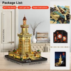 FUNWHOLE F9008 9008 non  NGỌN HẢI ĐĂNG ALEXANDRIA bộ đồ chơi xếp lắp ráp ghép mô hình Creator Expert THE LIGHTHOUSE OF ALEXANDRIA Chuyên Gia Sáng Tạo 1677 khối