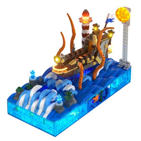 FUNWHOLE FH-9003 9003 FH9003 non  THUYỀN THÁM HIỂM ĐẠI DƯƠNG bộ đồ chơi xếp lắp ráp ghép mô hình Creator Expert OCEAN ADVENTURE SHIP Chuyên Gia Sáng Tạo 824 khối