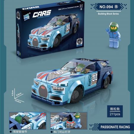 ZUANMA 094B non  SIÊU XE BUGATTI bộ đồ chơi xếp lắp ráp ghép mô hình Speed Champions Racing Cars Đua Xe Công Thức 211 khối