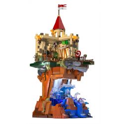 FUNWHOLE F9005 9005 non  LÂU ĐÀI VÁCH ĐÁ bộ đồ chơi xếp lắp ráp ghép mô hình Medieval Castle CASTLE ON THE CLIFF Chiến Tranh Trung Cổ 1044 khối