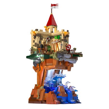 FUNWHOLE F9005 9005 non  LÂU ĐÀI VÁCH ĐÁ bộ đồ chơi xếp lắp ráp ghép mô hình Medieval Castle CASTLE ON THE CLIFF Chiến Tranh Trung Cổ 1044 khối