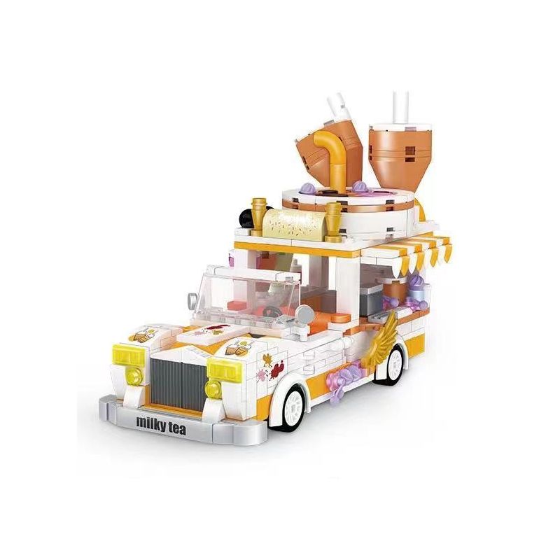 ZHEGAO 00309 non  XE BÁN TRÀ SỮA bộ đồ chơi xếp lắp ráp ghép mô hình Creator MILK TEA CAR Sáng Tạo 364 khối