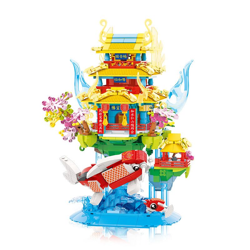 ZHEGAO GC1002 1002 non  LẦU CHANGYIN MỘNG MƠ bộ đồ chơi xếp lắp ráp ghép mô hình 889 khối