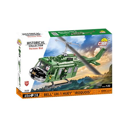 COBI CHARACTER BUILDING 2423 non  MÁY BAY TRỰC THĂNG BELL UH-1 HUEY tỷ lệ 1:32 bộ đồ chơi xếp lắp ráp ghép mô hình Military Army BELL UH-1 HUEY IROQUOIS Quân Sự Bộ Đội 656 khối