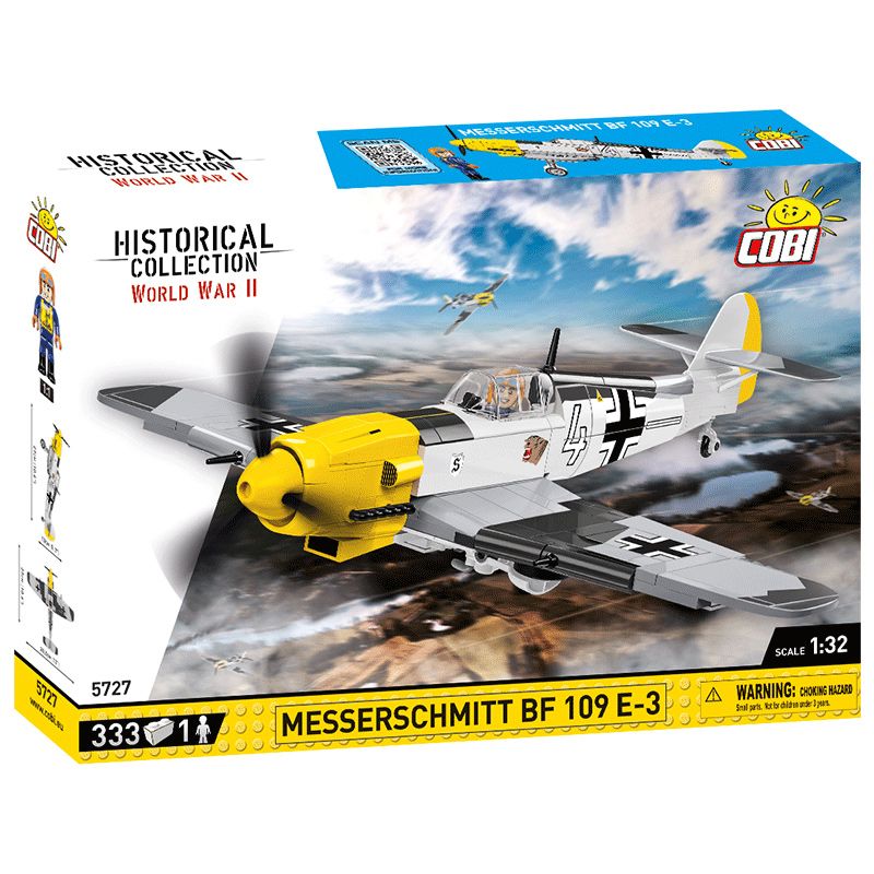 COBI CHARACTER BUILDING 5727 non  MÁY BAY CHIẾN ĐẤU MESSERSCHMITT BF109E3 tỷ lệ 1:32 bộ đồ chơi xếp lắp ráp ghép mô hình Military Army MESSERSCHMITT BF 109 E-3 Quân Sự Bộ Đội 333 khối