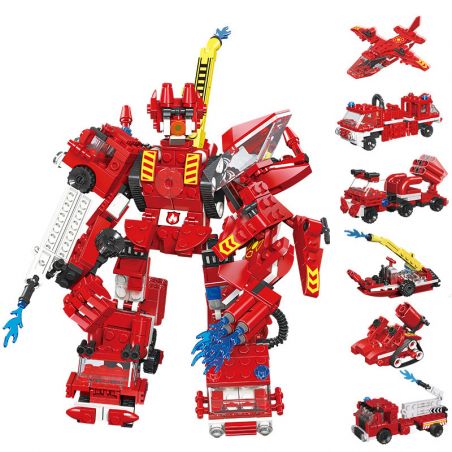 JIESTAR 22044 non  SỰ KẾT HỢP CỦA GIANT GOD FIRE MECH 6 bộ đồ chơi xếp lắp ráp ghép mô hình 461 khối