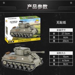 COBI CHARACTER BUILDING 2711 non  XE TĂNG SHERMAN M4A3E8 tỷ lệ 1:48 bộ đồ chơi xếp lắp ráp ghép mô hình Military Army M4A3E8 SHERMAN Quân Sự Bộ Đội 320 khối