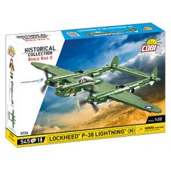 COBI CHARACTER BUILDING 5726 non  MÁY BAY CHIẾN ĐẤU LOCKHEED P-38 CỦA MỸ tỷ lệ 1:32 bộ đồ chơi xếp lắp ráp ghép mô hình Military Army LOCKHEED P-38 LIGHTNING Quân Sự Bộ Đội 545 khối