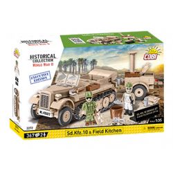 COBI CHARACTER BUILDING 2272 non  XE TẢI NỬA ĐƯỜNG ĐỨC D7 PHIÊN BẢN SA MẠC VÀ ĐIỀU HÀNH NHÀ BẾP DÃ CHIẾN tỷ lệ 1:35 bộ đồ chơi xếp lắp ráp ghép mô hình Military Army SD.KFZ.10 & FIELD KITCHEN Quân Sự Bộ Đội 367 khối