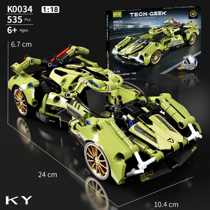 ITS K0034 0034 KUYU MOXING 10034 non  XE THỂ THAO V12 NHỎ KÉO LẠI tỷ lệ 1:18 bộ đồ chơi xếp lắp ráp ghép mô hình  Kỹ Thuật Công Nghệ Cao Mô Hình Phương Tiện 535 khối