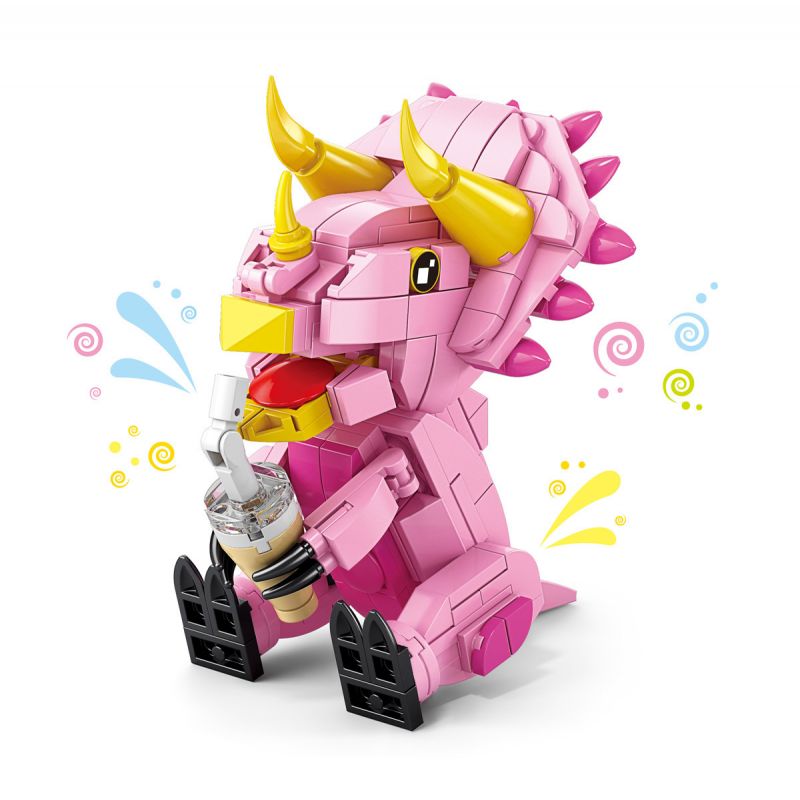 ACHKO 20032 non  CẬU BÉ BÉO HẠNH PHÚC bộ đồ chơi xếp lắp ráp ghép mô hình DINOSAUR FAT MAN 193 khối