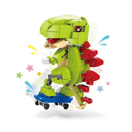 ACHKO 20030 non  NGƯỜI TRƯỢT VÁN bộ đồ chơi xếp lắp ráp ghép mô hình DINOSAUR SKATEBOARD 200 khối