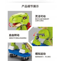 ACHKO 20030 non  NGƯỜI TRƯỢT VÁN bộ đồ chơi xếp lắp ráp ghép mô hình DINOSAUR SKATEBOARD 200 khối