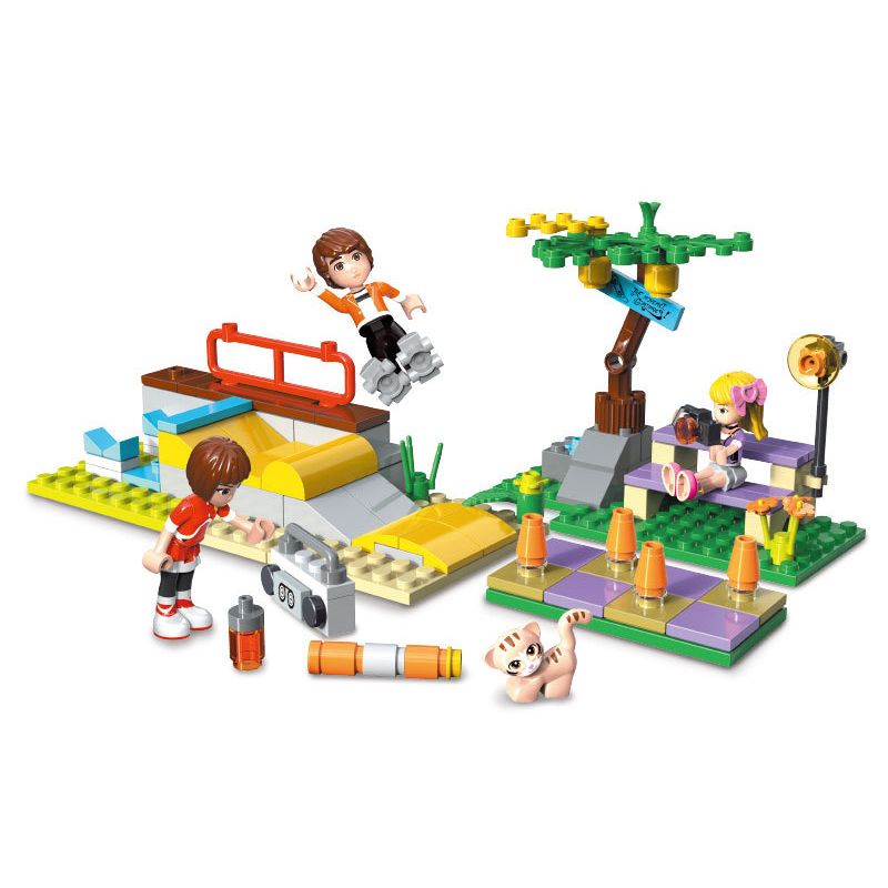 JIESTAR 20370 non  CÔNG VIÊN TRƯỢT BĂNG bộ đồ chơi xếp lắp ráp ghép mô hình Oriental Keer Modern Academy SKATE PARK 136 khối