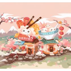 GEKKOSHA 801001 non  KHUNG CẢNH PHỐ ẨM THỰC NHÀ BÁNH BAO XIANGXIANG bộ đồ chơi xếp lắp ráp ghép mô hình Creator Sáng Tạo 707 khối