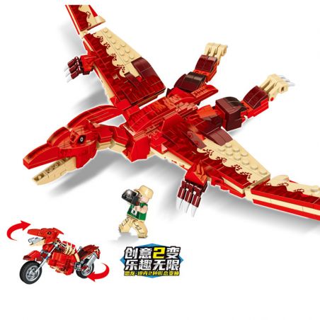 MINGDI 10068 non  THẾ GIỚI KHỦNG LONG PTERODACTYL - XE ĐẠP BỌC THÉP bộ đồ chơi xếp lắp ráp ghép mô hình Jurassic World 584 khối