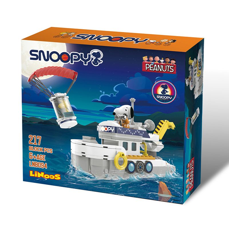 LINOOS LN8094 8094 non  RÌNH MÒ TRÊN MẶT TRĂNG bộ đồ chơi xếp lắp ráp ghép mô hình Movie & Game SNOOPY Phim Và Trò Chơi 217 khối