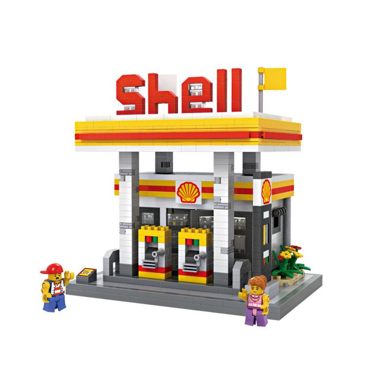 LOZ 9033 non  TÒA NHÀ TRẠM XĂNG bộ đồ chơi xếp lắp ráp ghép mô hình Creator Sáng Tạo