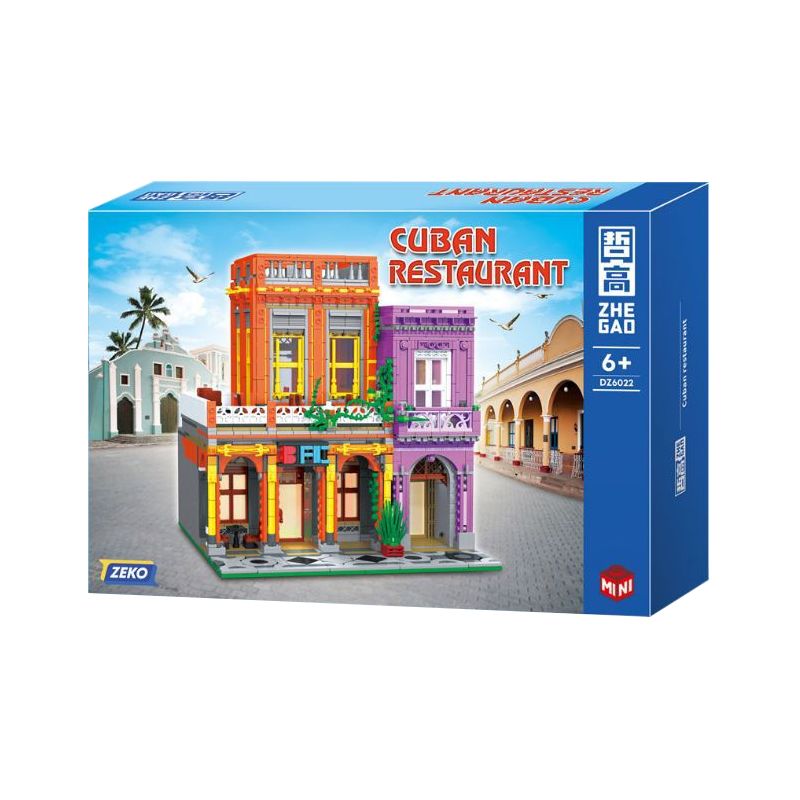 ZHEGAO DZ6022 6022 non  NHÀ HÀNG CUBA bộ đồ chơi xếp lắp ráp ghép mô hình Modular Buildings CUBAN RESTAURANT Mô Hình Nhà Cửa 2279 khối