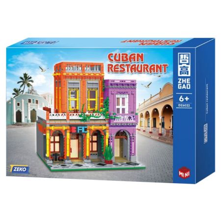 ZHEGAO DZ6022 6022 non  NHÀ HÀNG CUBA bộ đồ chơi xếp lắp ráp ghép mô hình Modular Buildings CUBAN RESTAURANT Mô Hình Nhà Cửa 2279 khối
