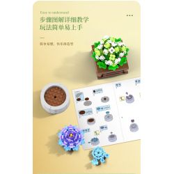 XIANG JUN 10975 non  SHOP HOA CÂY CẢNH 6 LOẠI CHẬU MỌNG NƯỚC THIÊN THẦN TUYẾT CÚC NGỌC BÍCH TIÊN LINGBO BƯỚM TÍM NỤ TẦM XUÂN SAN HÔ JI bộ đồ chơi xếp lắp ráp ghép mô hình Creator Sáng Tạo