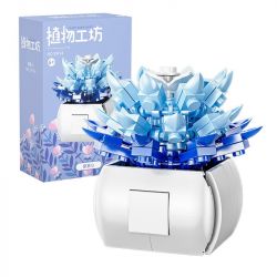 XIANG JUN 10974 non  SHOP HOA CÂY CẢNH 6 LOẠI CHẬU MỌNG NƯỚC BAIRENJIN DAIZIXIN XINGDOUDOU LANBINGYU AZURE MOON BEGONIA bộ đồ chơi xếp lắp ráp ghép mô hình Creator Sáng Tạo