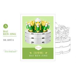 XIANG JUN 10974 non  SHOP HOA CÂY CẢNH 6 LOẠI CHẬU MỌNG NƯỚC BAIRENJIN DAIZIXIN XINGDOUDOU LANBINGYU AZURE MOON BEGONIA bộ đồ chơi xếp lắp ráp ghép mô hình Creator Sáng Tạo