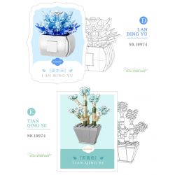 XIANG JUN 10974 non  SHOP HOA CÂY CẢNH 6 LOẠI CHẬU MỌNG NƯỚC BAIRENJIN DAIZIXIN XINGDOUDOU LANBINGYU AZURE MOON BEGONIA bộ đồ chơi xếp lắp ráp ghép mô hình Creator Sáng Tạo