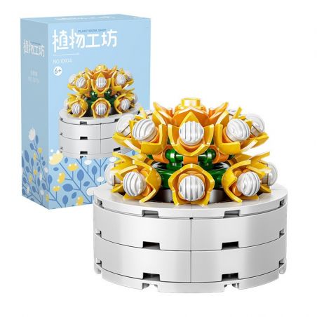 XIANG JUN 10974 non  SHOP HOA CÂY CẢNH 6 LOẠI CHẬU MỌNG NƯỚC BAIRENJIN DAIZIXIN XINGDOUDOU LANBINGYU AZURE MOON BEGONIA bộ đồ chơi xếp lắp ráp ghép mô hình Creator Sáng Tạo