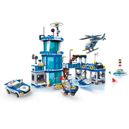 ZHI DELE DL-10001 10001 DL10001 non  TRỤ SỞ CẢNH SÁT BÃI BIỂN bộ đồ chơi xếp lắp ráp ghép mô hình POLICE 796 khối