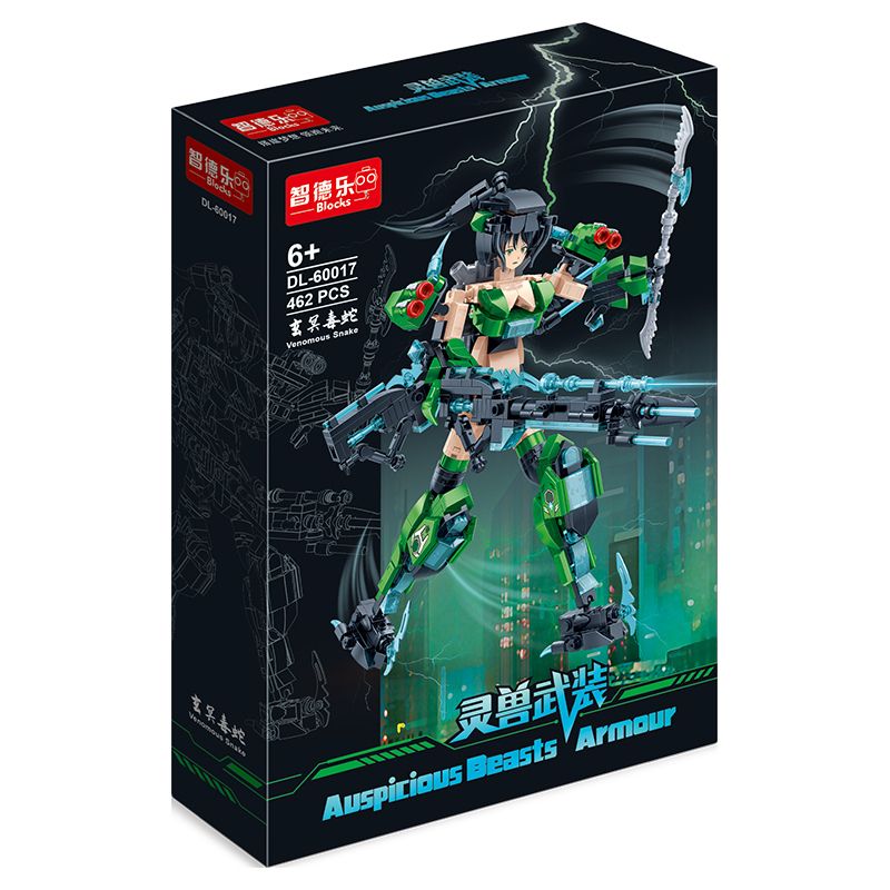 ZHI DELE DL-60017 60017 DL60017 non  HUYỀN MINH RẮN bộ đồ chơi xếp lắp ráp ghép mô hình AUSPICIOUS BEASTS ARMOUR 462 khối