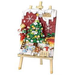 LOZ 1283 non  XE CÂY THÔNG NOEL 3D bộ đồ chơi xếp lắp ráp ghép mô hình 667 khối