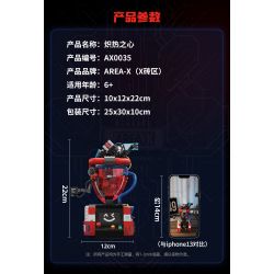 X AREA-X AX0035 0035 non  TRÁI TIM BỐC LỬA bộ đồ chơi xếp lắp ráp ghép mô hình Creator GAME START Sáng Tạo