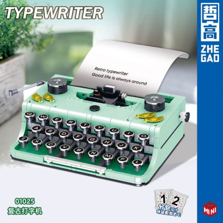 ZHEGAO 01025 non  MÁY ĐÁNH CHỮ CỔ ĐIỂN bộ đồ chơi xếp lắp ráp ghép mô hình Creator RETRO TYPEWRITER Sáng Tạo 820 khối