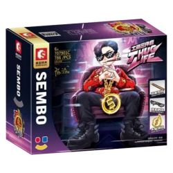SEMBO 707901C non  BỘ ĐỒ BA MẢNH TUHAO VÒNG CỔ VÀNG LỚN KÍNH PIXEL XÌ GÀ GIẢ bộ đồ chơi xếp lắp ráp ghép mô hình Creator THUG LIFE Sáng Tạo 786 khối