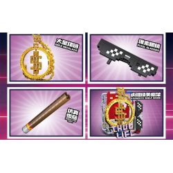 SEMBO 707901C non  BỘ ĐỒ BA MẢNH TUHAO VÒNG CỔ VÀNG LỚN KÍNH PIXEL XÌ GÀ GIẢ bộ đồ chơi xếp lắp ráp ghép mô hình Creator THUG LIFE Sáng Tạo 786 khối