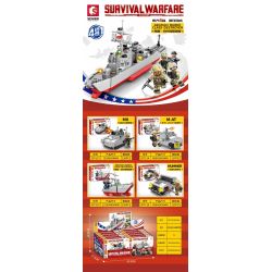 SEMBO 207113 207114 207115 207116 non  TỔ HỢP 4 TÀU KHU TRỤC LỚP ARLEIGH BURKE CỦA QUÂN ĐỘI HOA KỲ bộ đồ chơi xếp lắp ráp ghép mô hình Military Army SURVIVAL WARFARE ARLEIGH BURKE CLASS DESTROYER Quân Sự Bộ Đội 515 khối