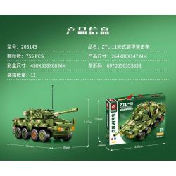 SEMBO 203143 non  XE BỌC THÉP TẤN CÔNG BÁNH LỐP ZTL-11 bộ đồ chơi xếp lắp ráp ghép mô hình Military Army ZTL-11 WHEELED ARMORED ASSAULT VEHICLE Quân Sự Bộ Đội 755 khối