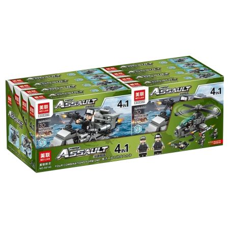 MEILIAN 98140 non  MÁY BAY TRỰC THĂNG CHIẾN THUẬT 4 TỔ HỢP bộ đồ chơi xếp lắp ráp ghép mô hình 1182 khối