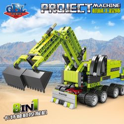 GBL KY1081 1081 non  MÁY XÚC CATERPILLAR 8 TỔ HỢP bộ đồ chơi xếp lắp ráp ghép mô hình  PROJECT MACHINE Kỹ Thuật Công Nghệ Cao Mô Hình Phương Tiện 875 khối