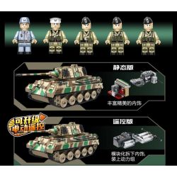PanlosBrick 632016 Panlos Brick 632016 non  XE TĂNG BỌC THÉP HẠNG NẶNG KING TIGER bộ đồ chơi xếp lắp ráp ghép mô hình Military Army KING TIGER HEAVY TANK Quân Sự Bộ Đội 1974 khối