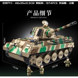 PanlosBrick 632016 Panlos Brick 632016 non  XE TĂNG BỌC THÉP HẠNG NẶNG KING TIGER bộ đồ chơi xếp lắp ráp ghép mô hình Military Army KING TIGER HEAVY TANK Quân Sự Bộ Đội 1974 khối