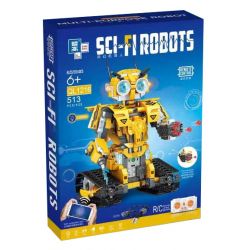 ZHEGAO QL1216 1216 non  ROBOT LẬP TRÌNH ĐIỀU KHIỂN TỪ XA MÀU VÀNG bộ đồ chơi xếp lắp ráp ghép mô hình SCI-FI ROBOTS 513 khối