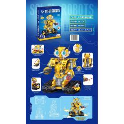 ZHEGAO QL1216 1216 non  ROBOT LẬP TRÌNH ĐIỀU KHIỂN TỪ XA MÀU VÀNG bộ đồ chơi xếp lắp ráp ghép mô hình SCI-FI ROBOTS 513 khối