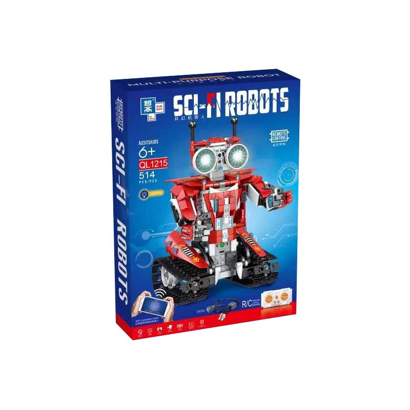 ZHEGAO QL1215 1215 non  ROBOT LẬP TRÌNH ĐIỀU KHIỂN TỪ XA MÀU ĐỎ bộ đồ chơi xếp lắp ráp ghép mô hình SCI-FI ROBOTS 514 khối