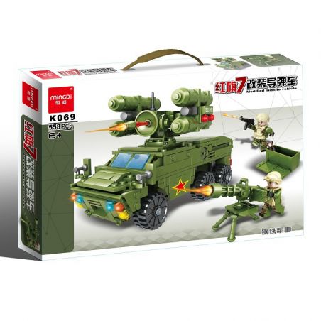 MINGDI K069 non  XE TÊN LỬA CẢI TIẾN HONGQI 7 bộ đồ chơi xếp lắp ráp ghép mô hình MODIFIED MISSILE VEHICLE 558 khối