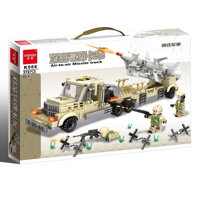 MINGDI K066 non  XE CHỞ TÊN LỬA PHÒNG KHÔNG bộ đồ chơi xếp lắp ráp ghép mô hình AIR-TO-AIR MISSILE TRUCK 372 khối